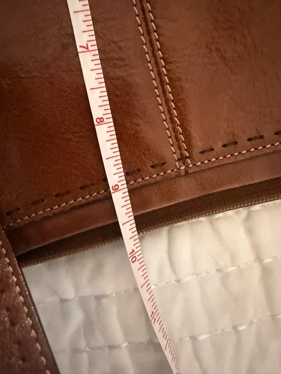 Fossil Brown Leather Shoulder Bag Tote Purse Vintage Cognac Zip Top - Picture 5 of 9